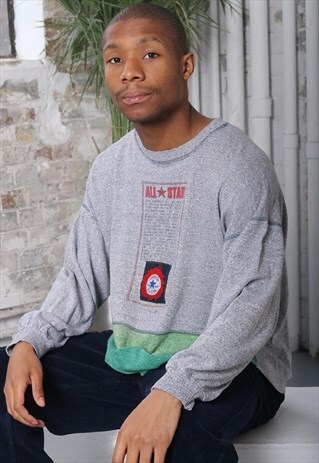 VINTAGE CONVERSE LONG SLEEVED LOGO T-SHIRT GREY