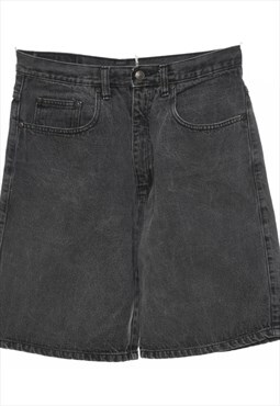 Vintage Black Distressed 1990s Denim Shorts - W30