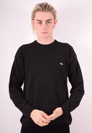 LACOSTE MENS VINTAGE JUMPER SWEATER LARGE BLACK 90S