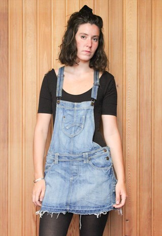 VINTAGE BLUE SKIRT DENIM DUNGAREES