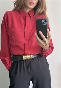 Vintage Red Elegant Long Shirt / Blouse