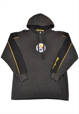 Vintage Pittsburgh Steelers Hoodie Sweatshirt Grey Medium