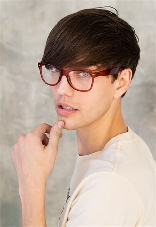 CLEAR LENS GEEK GLASSES CHUNKY BROWN FRAMES KAWAII COSPLAY