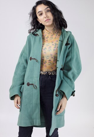 VINTAGE GREEN HOODED WOOLEN JACKET