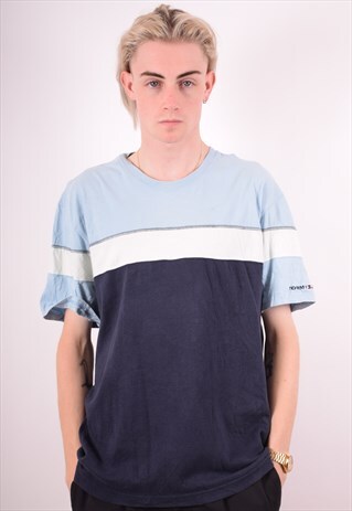 TOMMY HILFIGER MENS VINTAGE T-SHIRT TOP XL BUE 90S