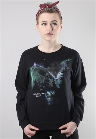VINTAGE WOLF PRINT CANADA TOURISTWEAR SWEATSHIRT JUMPER