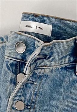 Anine Bing Light Wash Button Fly Jeans