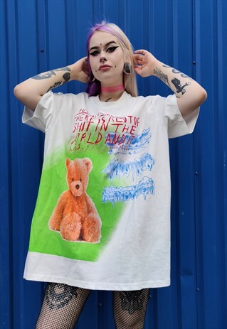 TEDDY ANIMAL GRAFFITI REWORKED TEE OVERSIZE FIT BEAR T-SHIRT