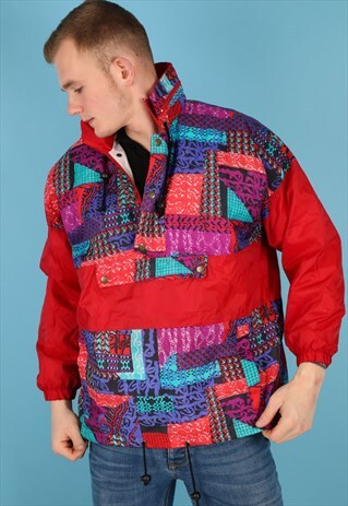 VINTAGE WINDBREAKER JACKET IN MULTI NJ549