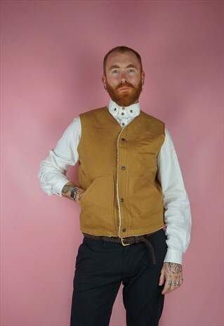 VINTAGE 1980S WALLS ORANGE DENIM GILET