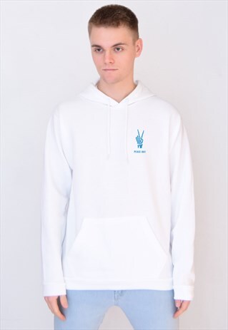 WHITE PEACE OUT (BLUE) HOODIE