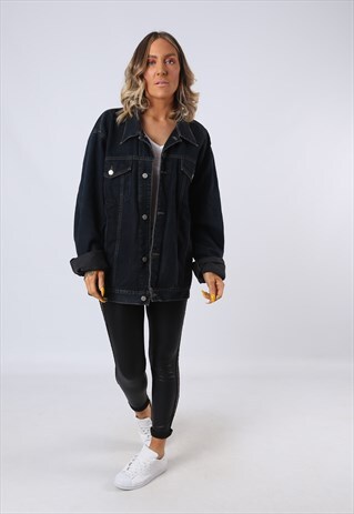 DENIM JACKET OVERSIZED FITTED VINTAGE UK 20 (O1L)