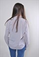 WOMEN VINTAGE CASUAL PAID GREY BLOUSE WITH LONG SLEEVE 