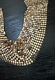 70'S VINTAGE GOLD METAL CHAINMAIL LADIES CHOKER NECKLACE