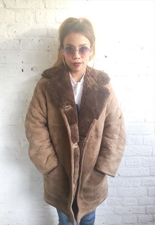 SHEARLING JACKET/COAT WITH FLEECE LINING (1990'S/LADIES)