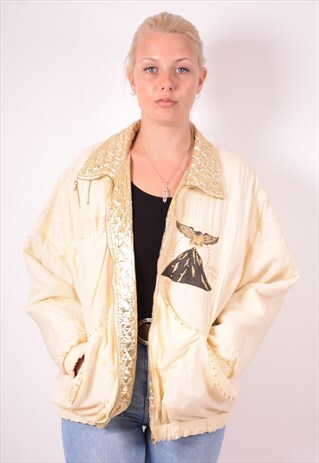 WOMENS VINTAGE JACKET XL BEIGE 90S