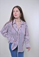 VINTAGE STRIPED FORMAL WHITE BLOUSE WITH LONG SLEEVE 