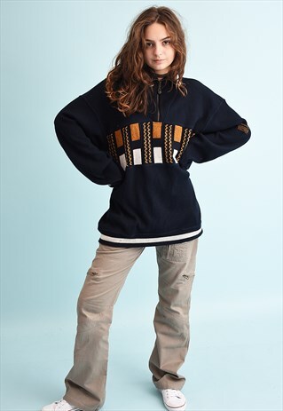 90'S RETRO NAVY BLUE OVERSIZED NORMCORE DADS KNIT JUMPER