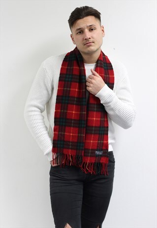 VINTAGE CASHMERE CHECKED SCARF-AS226