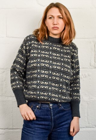 VINTAGE 70S FAIR ISLE KNIT CROP JUMPER