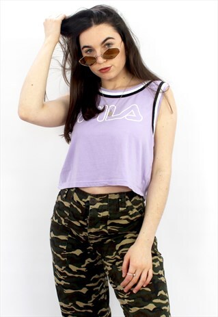 90'S RETRO PURPLE SPELL-OUT CROP TOP