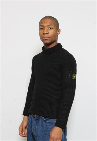 VINTAGE STONE ISLAND BLACK ROLLNECK SWEATSHIRT