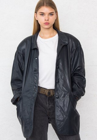 VINTAGE BLACK YOUR SIXTH SENSE LEATHER JACKET