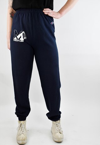 VINTAGE 90S CHAMPION COLLEGE WRESTLING NAVY TAPERED JOGGERS