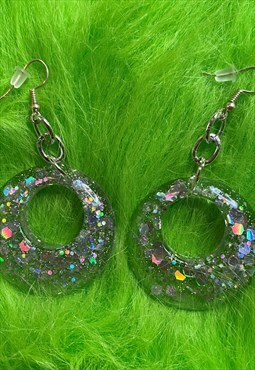 Circular Glitter Earrings