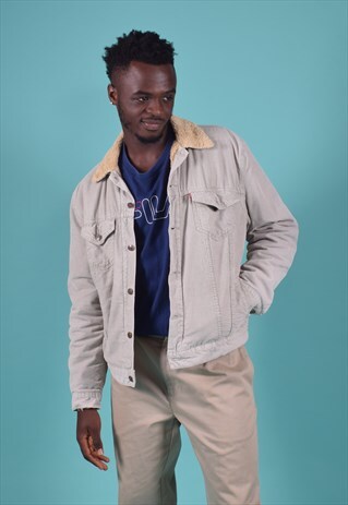 VINTAGE LEVI'S GREY CORDUROY SHERPA JACKET