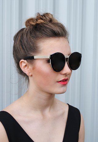ASHCROFT BROWN ROUND RETRO SUNGLASSES