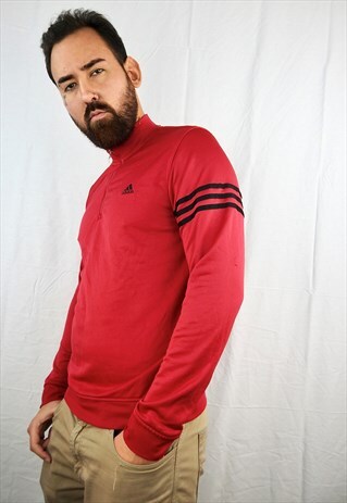 VINTAGE RED 1/4 ZIP ADIDAS SPORT TOP