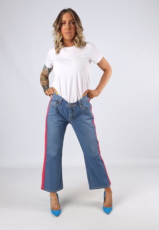 KICK FLARE SIDE STRIPE REWORKED JEANS FLARED UK 14 (31E)