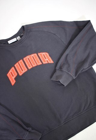 VINTAGE 90S PUMA STONE GREY RED LOGO SWEATSHIRT