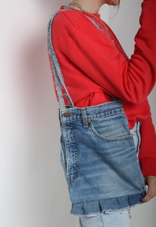 VINTAGE Y2K REWORKED DENIM JEANS BAG BLUE