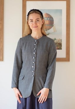 Grey woven round collar vintage jacket