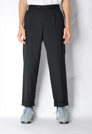 VINTAGE 90S BLACK WOOL BLEND PANTS