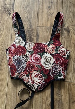 Handmade floral rose tapestry corset