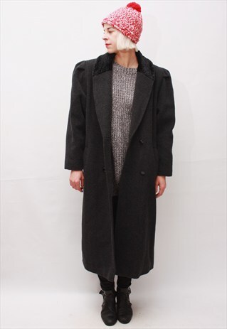 VINTAGE 80' AMAZING BLACK LONG CLASSIC WINTER COAT