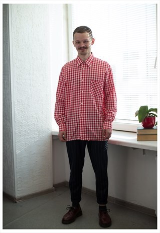 VINTAGE 80'S RED/WHITE CHECKED SHIRT