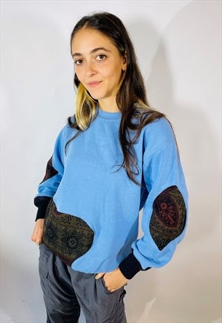 VINTAGE SIZE M LEE REWORK SWEATSHIRT IN BLUE