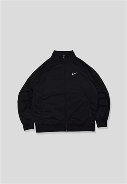 Vintage 00s Nike Embroidered Logo Track Jacket in Black
