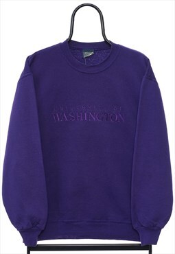 Vintage Washington Spellout Purple Sweatshirt Mens