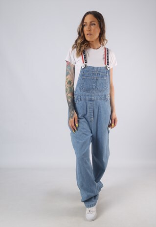 VINTAGE DENIM DUNGAREES BICH REWORKED UK 12 MEDIUM (B3O)