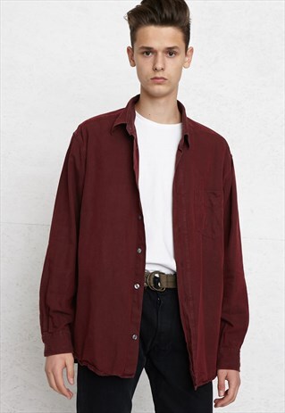 VINTAGE BURGUNDY HUGO BOSS LONG SLEEVE SHIRT