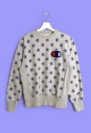 VINTAGE 90'S REVERSE WEAVE STARS EMBROIDERED LOGO SWEATSHIRT