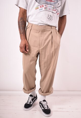 POLO RALPH LAUREN MENS VINTAGE TROUSERS W36 L32 BEIGE 90S