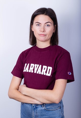 CHAMPION MAROON HARVARD CROPPED TEE