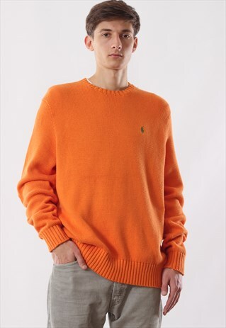 VINTAGE POLO RALPH LAUREN SWEATER 90S ORANGE KNITTED