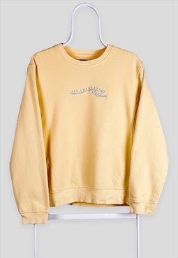 Vintage Yellow Embroidered Sweatshirt Les Cheneaux Women's L